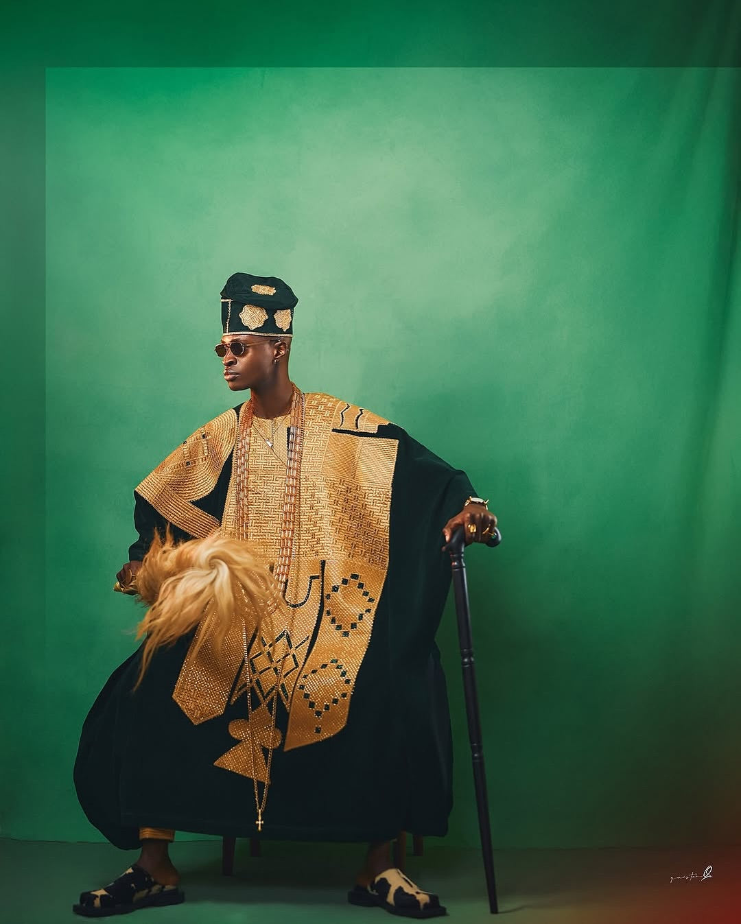 Emerald Green Velvet Agbada